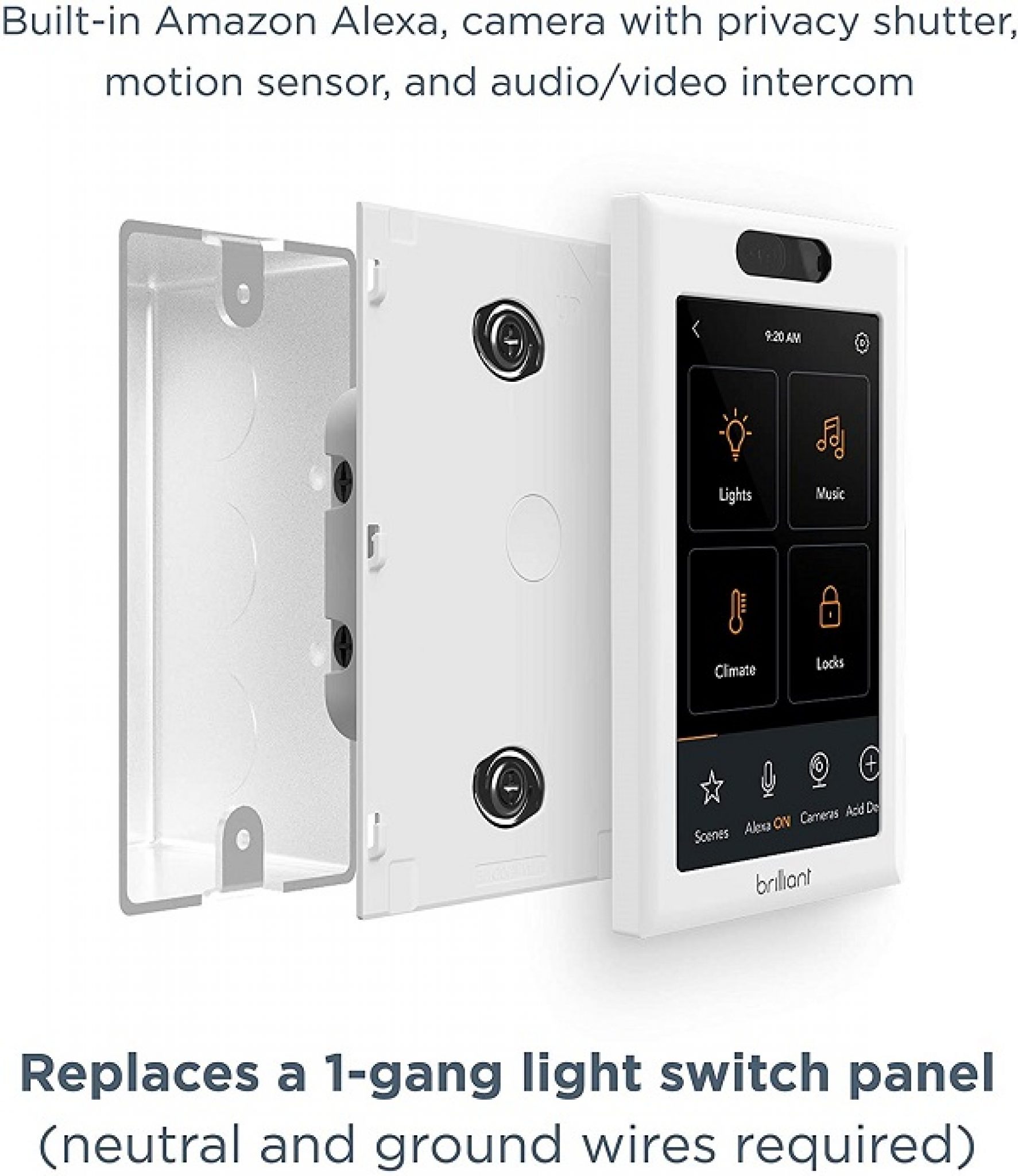 Brilliant Smart Home Control: In-Wall Touchscreen Control for Lights